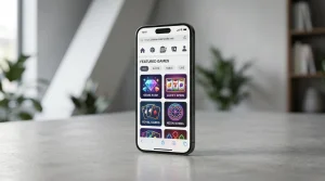Generic smartphone showing a responsive casino-style webpage inside a mobile browser